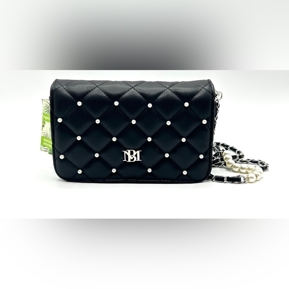 New Badgley Mischka Black Quilted Crossbody Bag